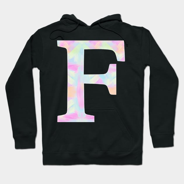 The Letter F Rainbow Design Hoodie by Claireandrewss